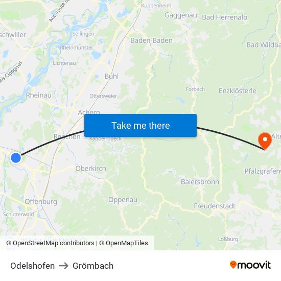 Odelshofen to Grömbach map