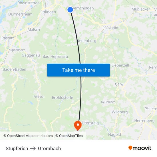Stupferich to Grömbach map