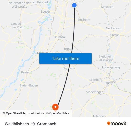 Waldhilsbach to Grömbach map