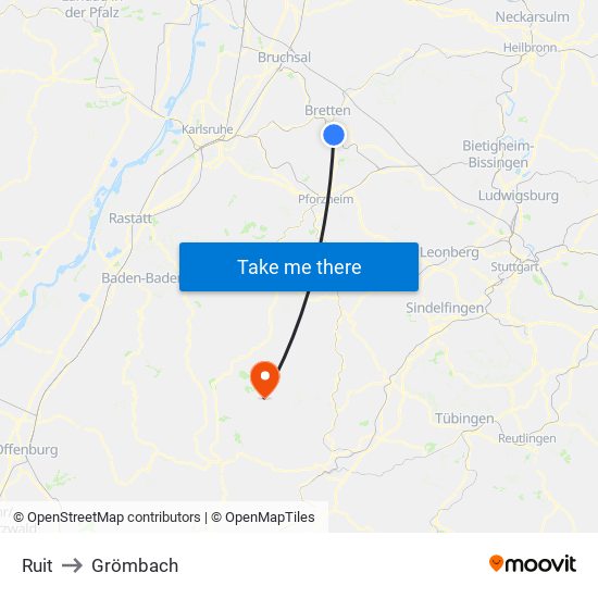 Ruit to Grömbach map