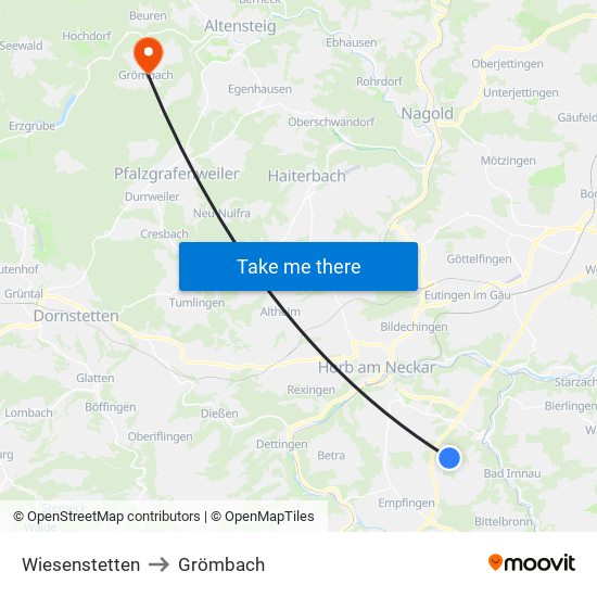 Wiesenstetten to Grömbach map