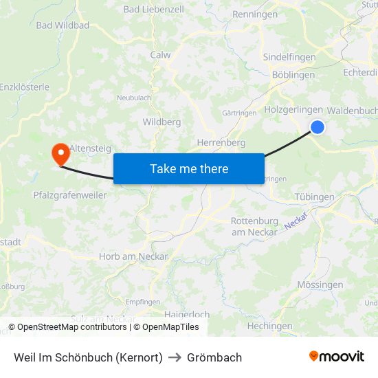 Weil Im Schönbuch (Kernort) to Grömbach map