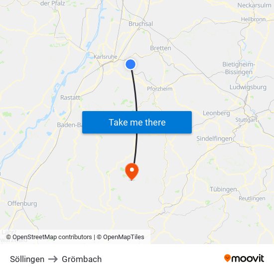 Söllingen to Grömbach map