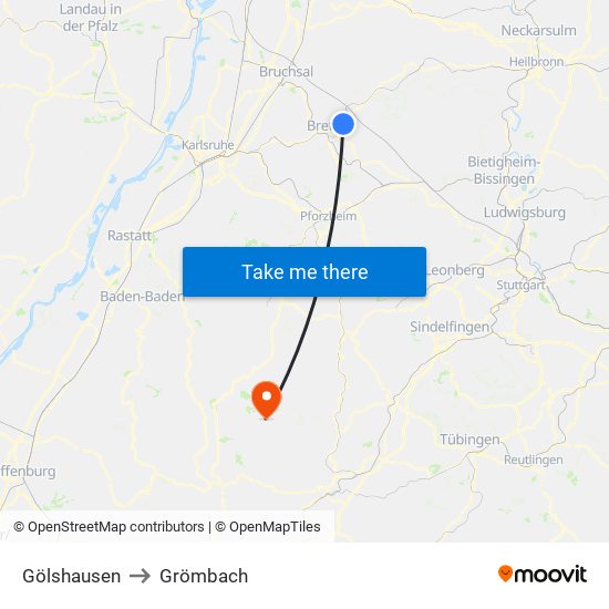 Gölshausen to Grömbach map
