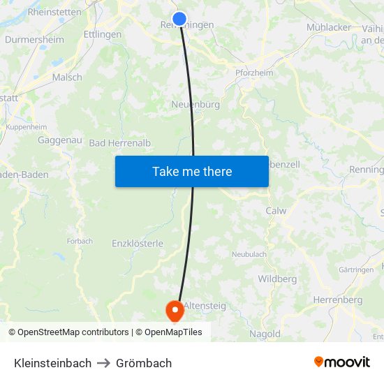 Kleinsteinbach to Grömbach map