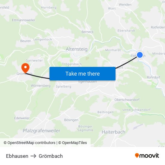Ebhausen to Grömbach map