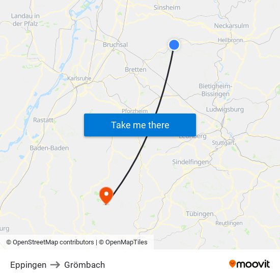 Eppingen to Grömbach map