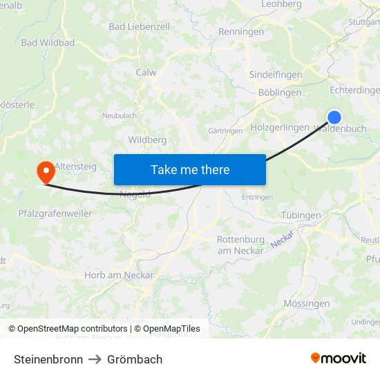 Steinenbronn to Grömbach map