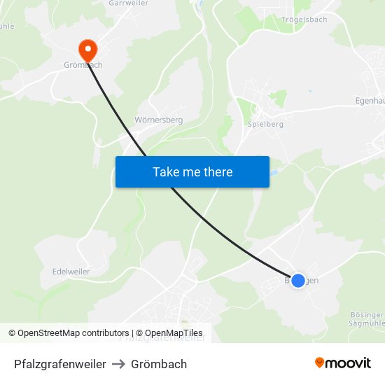 Pfalzgrafenweiler to Grömbach map