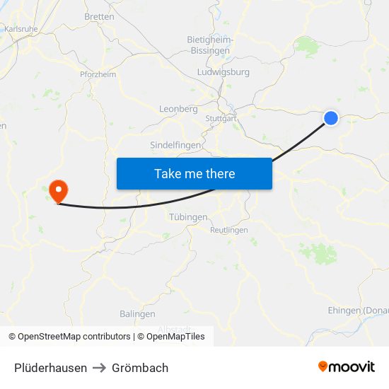 Plüderhausen to Grömbach map