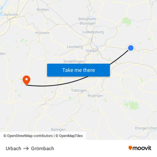 Urbach to Grömbach map