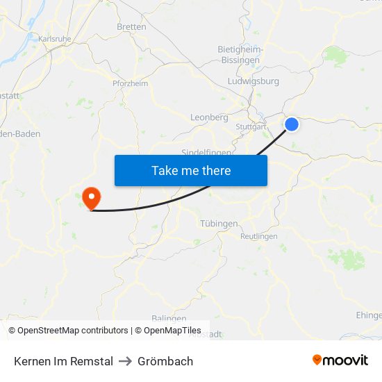 Kernen Im Remstal to Grömbach map