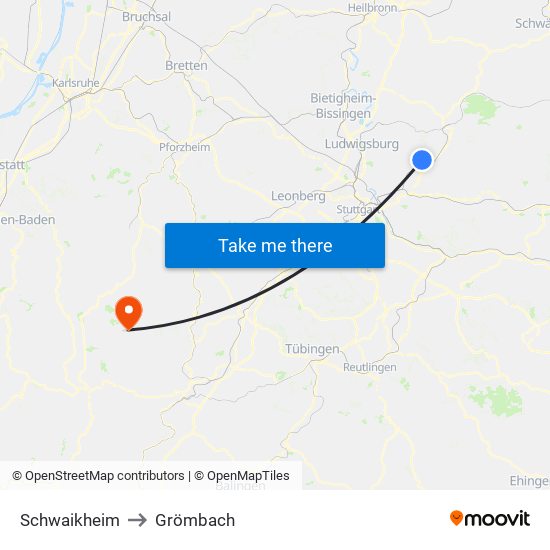 Schwaikheim to Grömbach map