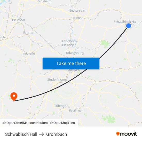 Schwäbisch Hall to Grömbach map