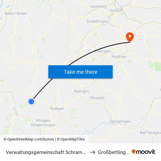 Verwaltungsgemeinschaft Schramberg to Großbettlingen map