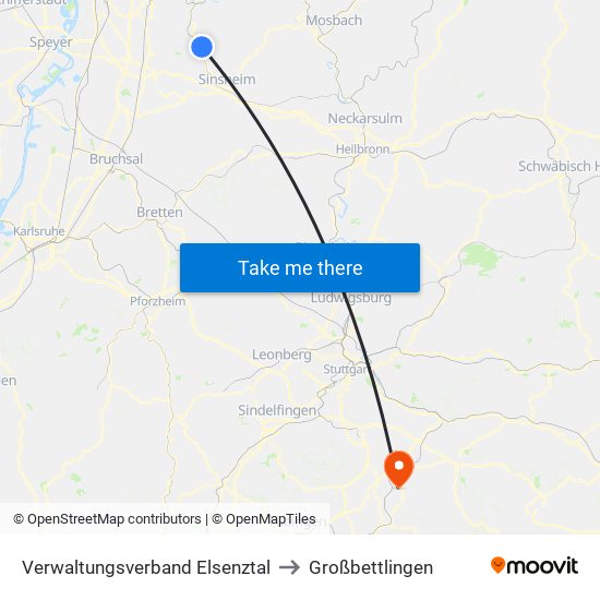 Verwaltungsverband Elsenztal to Großbettlingen map