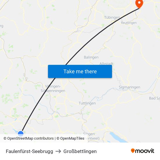 Faulenfürst-Seebrugg to Großbettlingen map