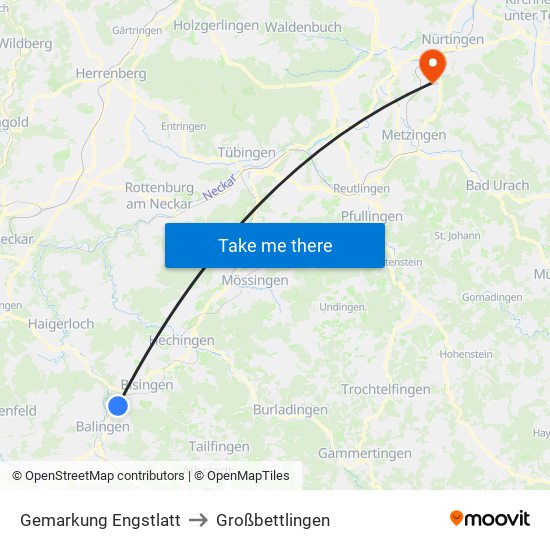 Gemarkung Engstlatt to Großbettlingen map