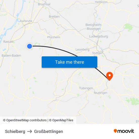 Schielberg to Großbettlingen map