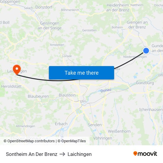 Sontheim An Der Brenz to Laichingen map