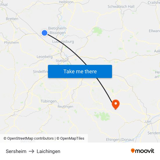 Sersheim to Laichingen map