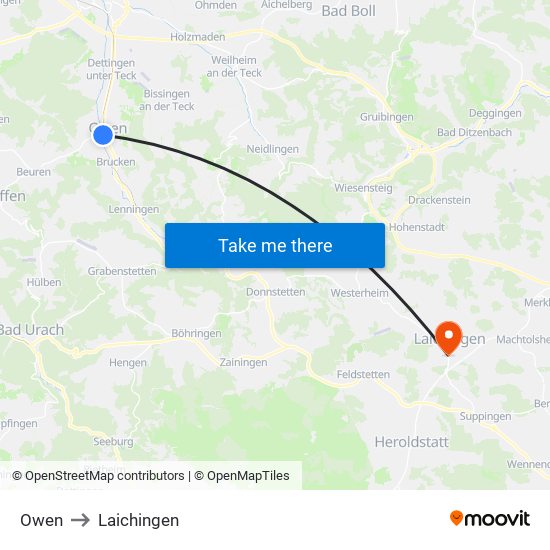 Owen to Laichingen map