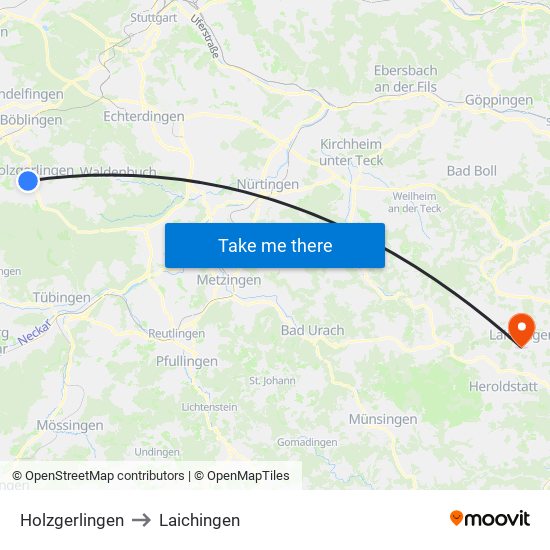 Holzgerlingen to Laichingen map
