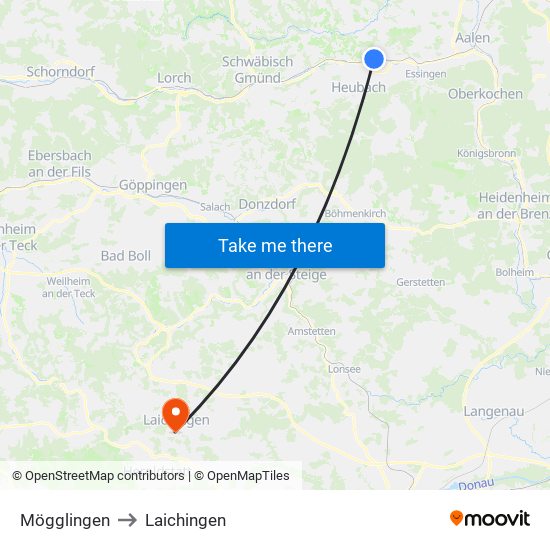 Mögglingen to Laichingen map