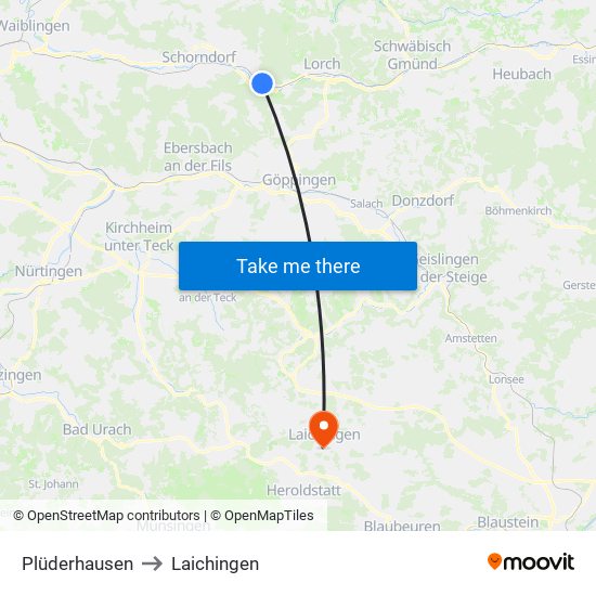 Plüderhausen to Laichingen map