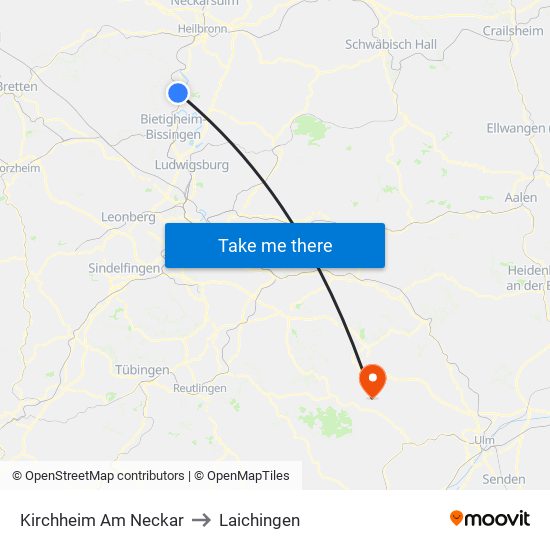 Kirchheim Am Neckar to Laichingen map