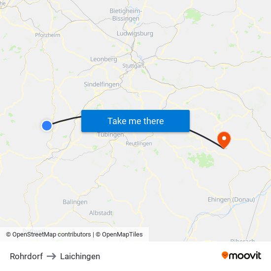 Rohrdorf to Laichingen map