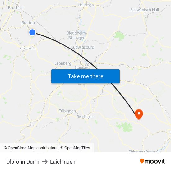 Ölbronn-Dürrn to Laichingen map