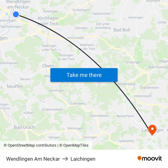 Wendlingen Am Neckar to Laichingen map
