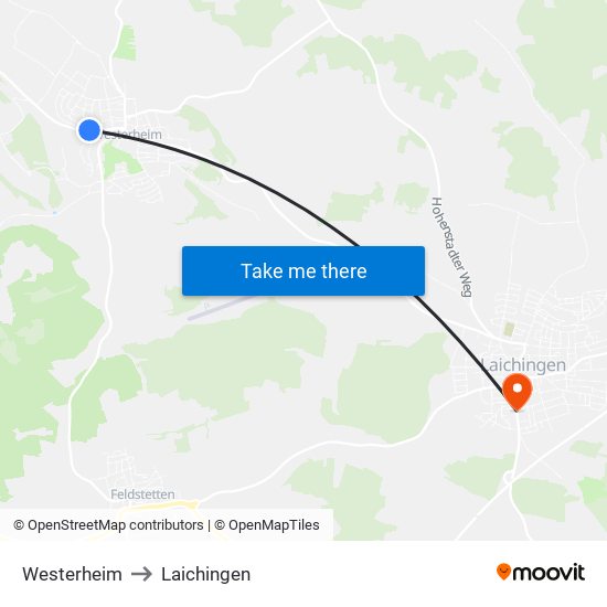 Westerheim to Laichingen map