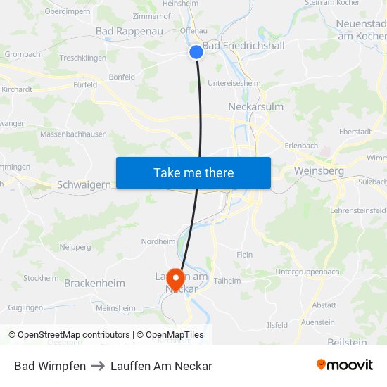 Bad Wimpfen to Lauffen Am Neckar map