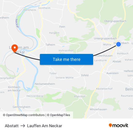 Abstatt to Lauffen Am Neckar map