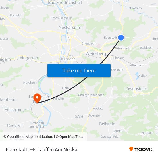 Eberstadt to Lauffen Am Neckar map