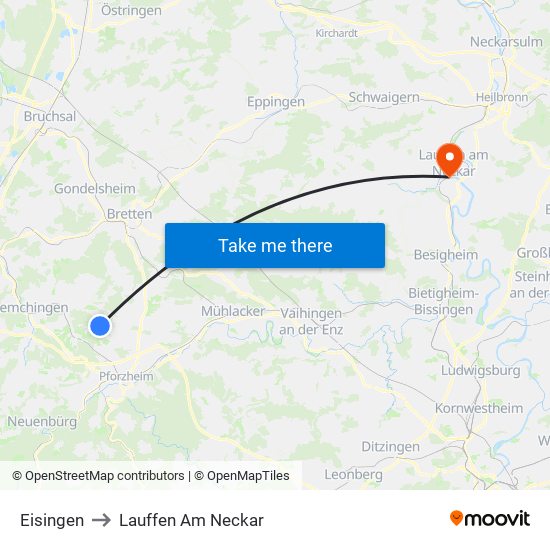 Eisingen to Lauffen Am Neckar map