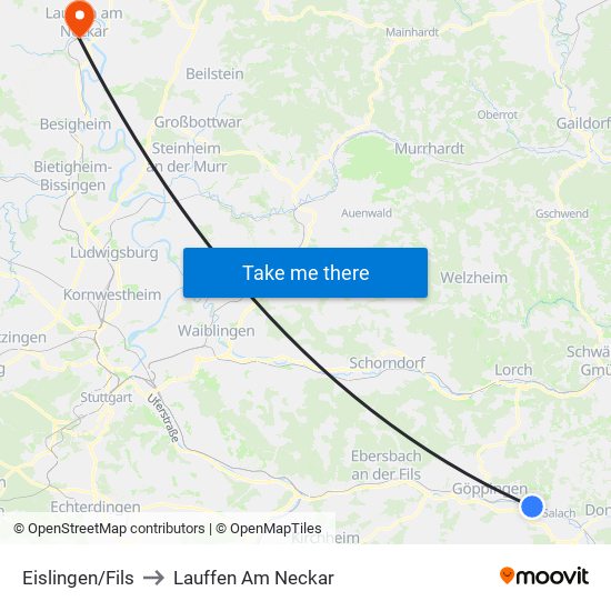 Eislingen/Fils to Lauffen Am Neckar map