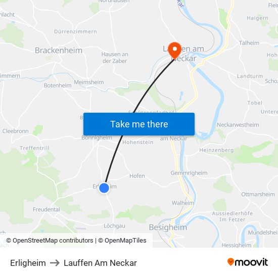 Erligheim to Lauffen Am Neckar map
