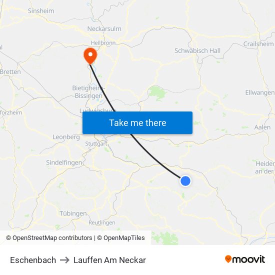 Eschenbach to Lauffen Am Neckar map