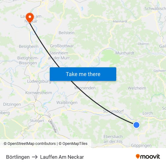 Börtlingen to Lauffen Am Neckar map