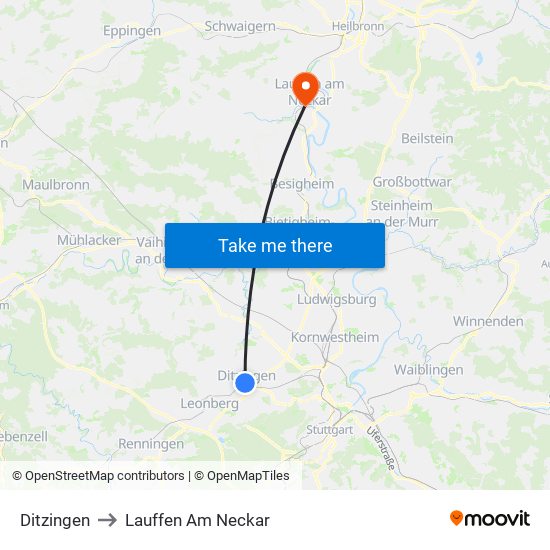 Ditzingen to Lauffen Am Neckar map