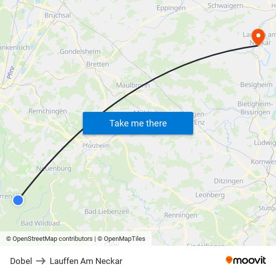 Dobel to Lauffen Am Neckar map