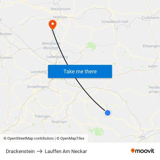 Drackenstein to Lauffen Am Neckar map