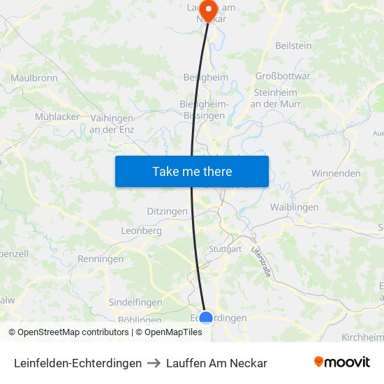 Leinfelden-Echterdingen to Lauffen Am Neckar map