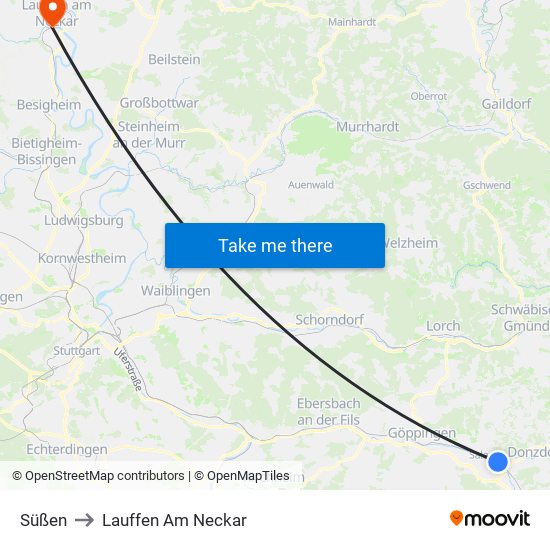 Süßen to Lauffen Am Neckar map