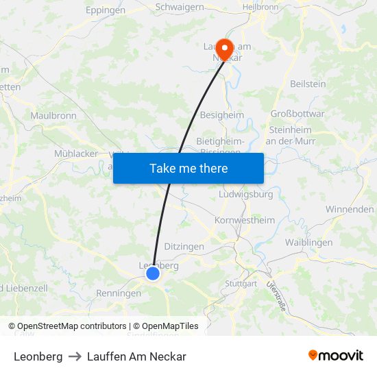 Leonberg to Lauffen Am Neckar map