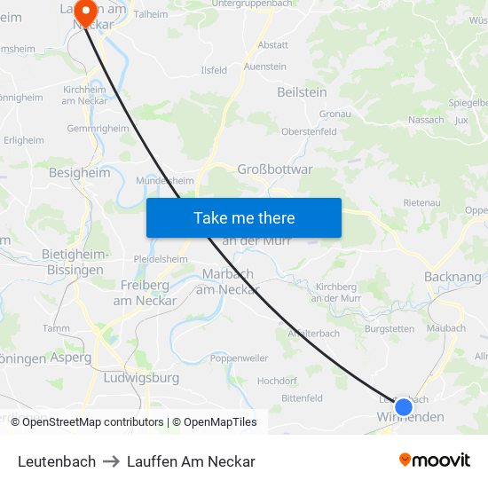 Leutenbach to Lauffen Am Neckar map