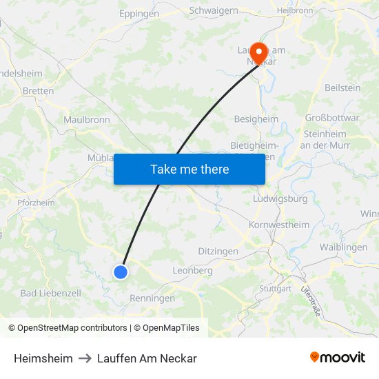 Heimsheim to Lauffen Am Neckar map